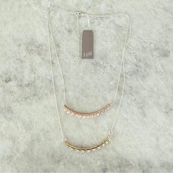 J Jill Elegant Silver and Gold Necklace Crystal Multistrand NWT - Picture 1 of 4